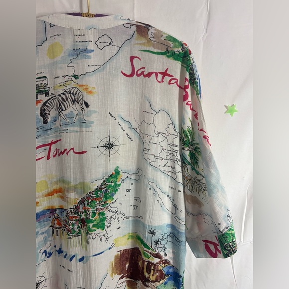 Gap Love Dreamwell Print Crinkle Popover Linen Blend Oversized Shirt Dress  M - Picture 4 of 16